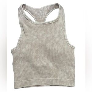 Stone Washed Ribbed Seamless Bra Padded Top - Sand Beige
